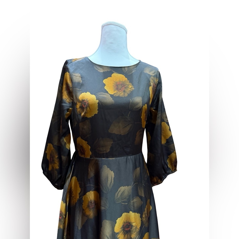 Baltic Born Paula Satin Maxi Dress Deep Brown Floral Size Small NWT - Picture 4 of 11